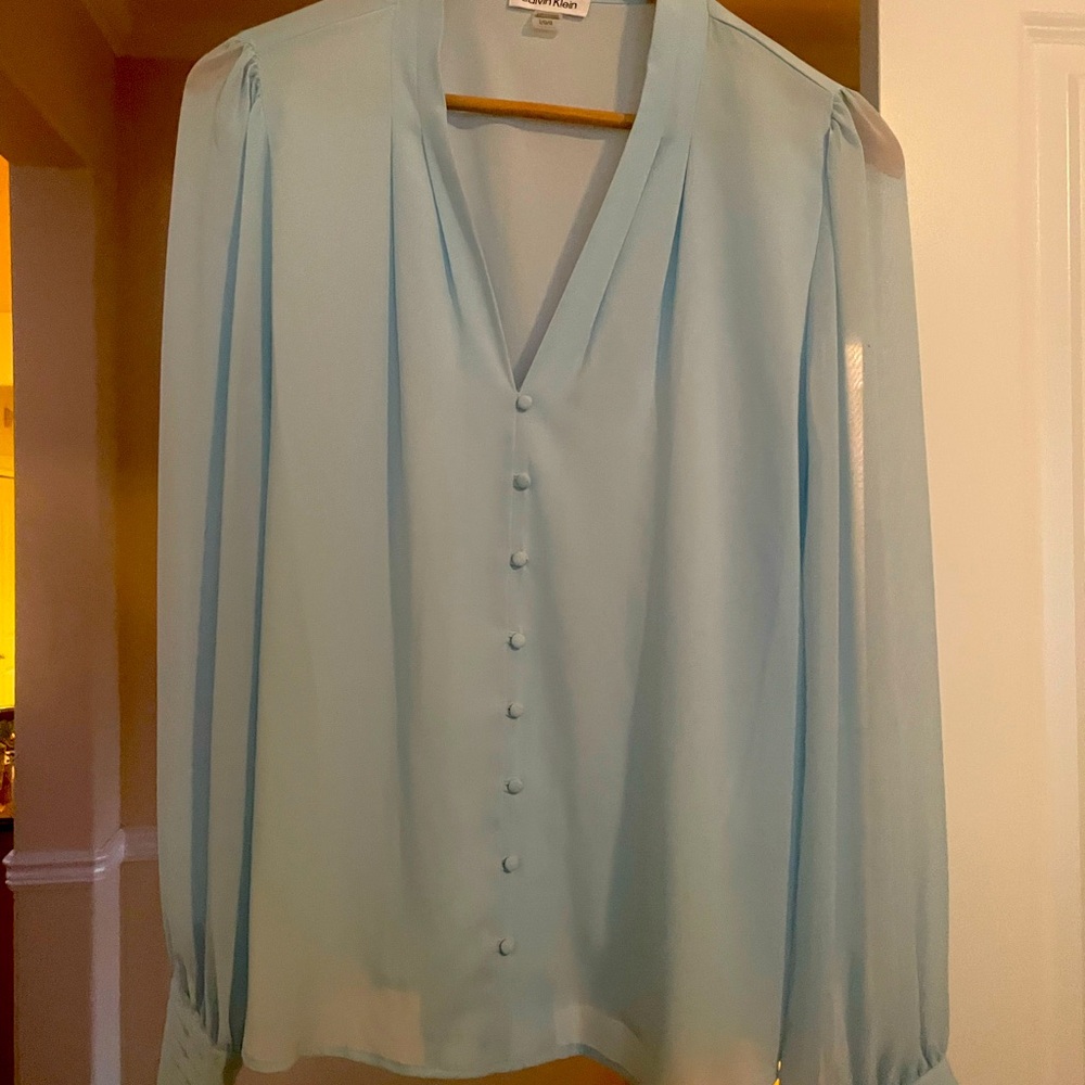 New Calvin Klein Womens large Blouse, light blue